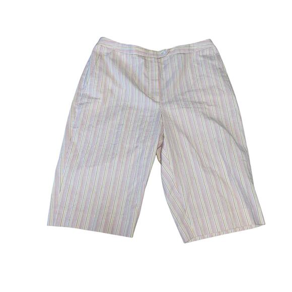 Brooks Brothers 346 Multicolor Striped Knee Length Bermuda Short Women’s Size 12 - Picture 1 of 6